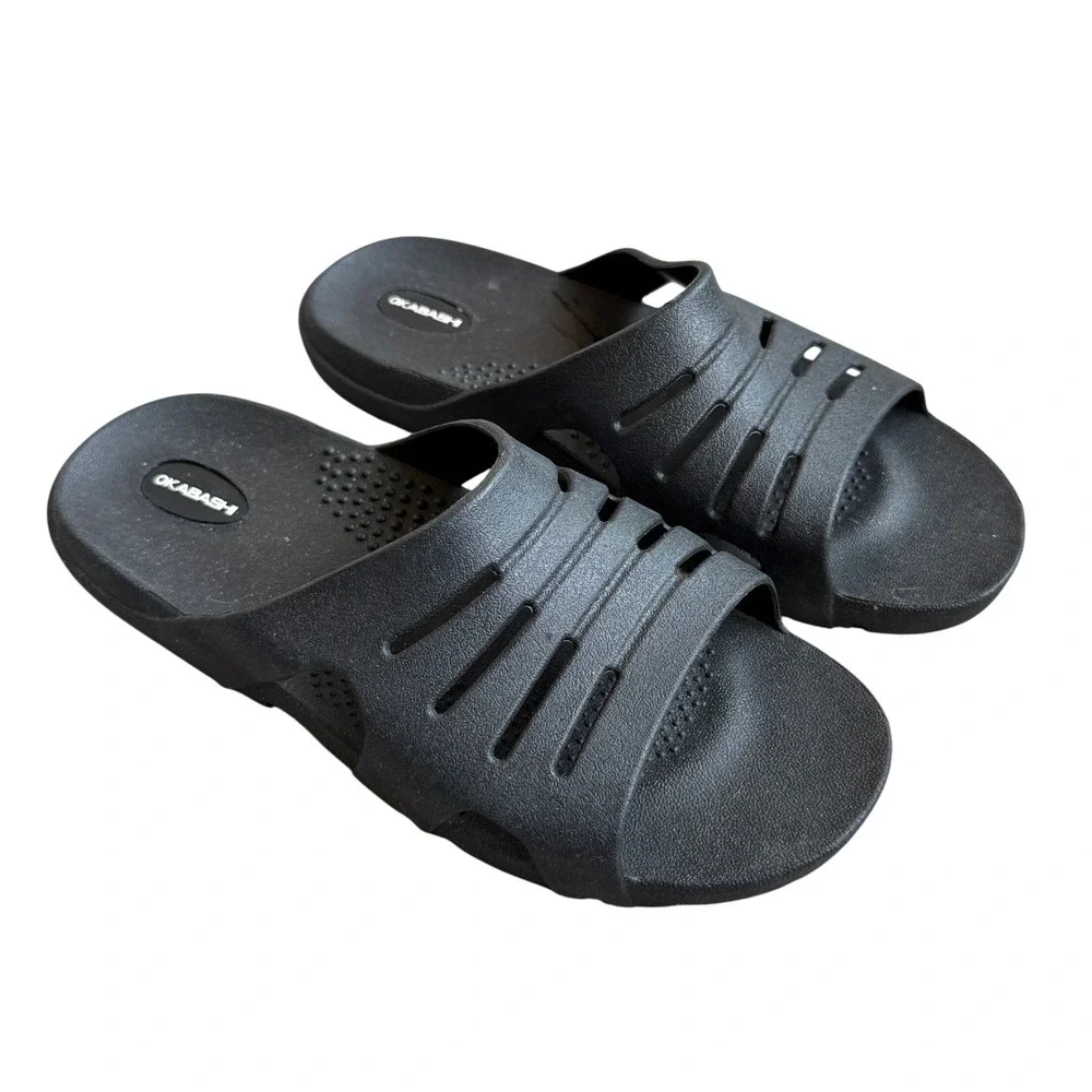 Okabashi Torino Men Black Slide Sandals Ergonomic Comfort Slides XXL Made in USA